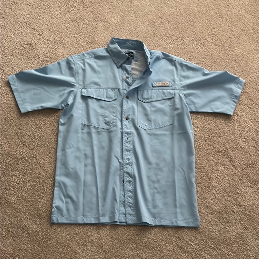 Blue Casual Button Down Short Sleeve Shirt